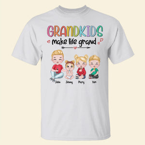 Grandkids Make Life Grand Personalized Grandma Shirt, Gift For Family - Shirts - GoDuckee