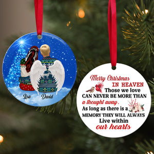 Heaven Merry Christmas In Heaven - Personalized Circle Ceramic Ornament - Ornament - GoDuckee