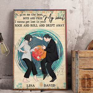 Personalized Dancing Couple Poster - Give Me The Beat - Vinyl Record Background - Poster & Canvas - GoDuckee