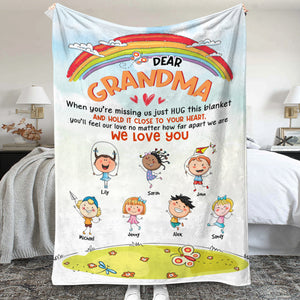 Dear Grandma, Gift For Grandma, Personalized Blanket, Grandkid Blanket, Anniversary Gift - Blanket - GoDuckee