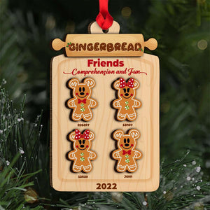 Gingerbread Friends Comprehension And Fun, Best Friend Personalized Wood Ornament Gift - Ornament - GoDuckee