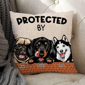 Protected By My Dogs Personalized Dog Safeguards Pillow, Gift For Dog Lovers - Pillow - GoDuckee