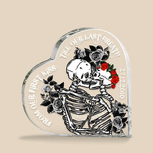 From Our First Kiss Till Our Last Breath, Personalized Skull Couple Acrylic Plaque 02dnqn130423 - Decorative Plaques - GoDuckee