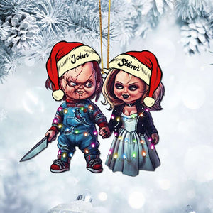 Personalized Horror Couple Christmas Ornament, Serial Killer Doll and His Bride - Ornament - GoDuckee