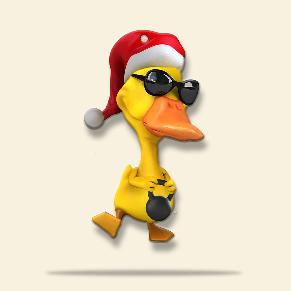 Gym Duck With Kettlebell - Personalized Christmas Ornament - Gift for Gymers - Ornament - GoDuckee