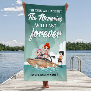Tans Fade But Memories Last Forever - Personalized Beach Towel - Gifts For Best Friends, Wakeboarding Lover - Beach Towel - GoDuckee