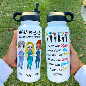 Personalized Nurse Besties Water Bottle - I'll Be There For You - Water Bottles - GoDuckee