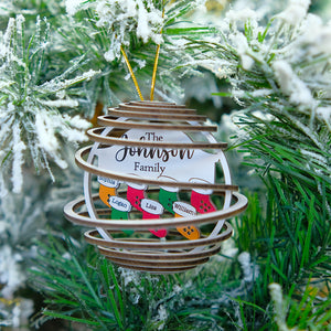 Custom Socks Color Ornament, Personalized Family 3D Dual Spiral Ornament, Christmas Tree Decor - Ornament - GoDuckee