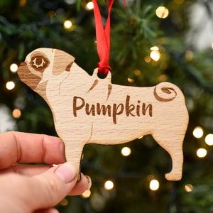 Pug Personalized Christmas Dog Wood Ornament 01pjxx240822-35 - Ornament - GoDuckee