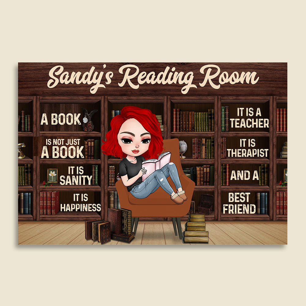 Personalized Reading Girl Poster - A Book Is Not A Book It Is Sanity It Is Happiness - Poster & Canvas - GoDuckee