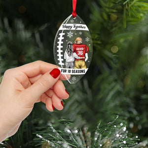 Football Couple Happy Together For Every Football Season, Acrylic Transparent Ornament - Ornament - GoDuckee