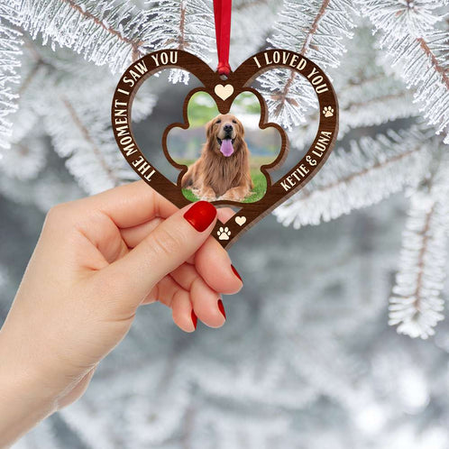 The Moment I Saw You Dog Personalized Wood Ornament - Ornament - GoDuckee