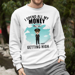 I Spend All My Money, Pilot T-shirt Hoodie Sweatshirt - Shirts - GoDuckee