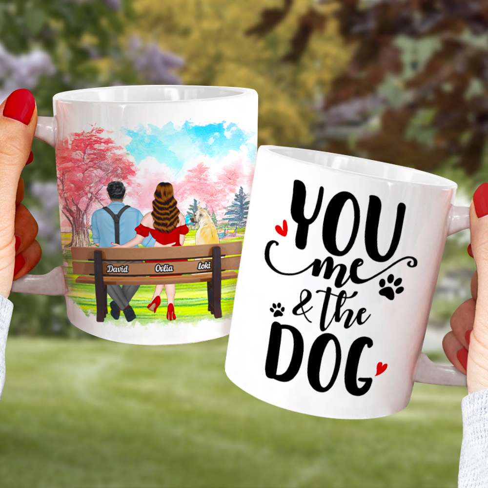 You And Me And The Dog Personalized Mug, Couple Gift - Coffee Mug - GoDuckee