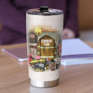 Personalized Firefighter Tumbler - We Stop When We're Done - Uniform Room - Tumbler Cup - GoDuckee