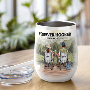 Fishing Couple A Lucky Fisherman Drinks Here With The Best Catch Of His Life Personalized Wine Tumbler - Wine Tumbler - GoDuckee