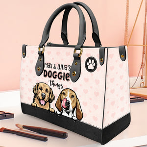 Doggie Things, Gift For Dog Lovers, Personalized Leather Bag - Leather Bag - GoDuckee