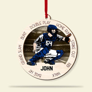 Baseball Player Pose Personalized Wood Ornament - Ornament - GoDuckee