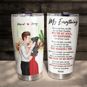 You're My Love My Life My Everything, Couple Kissing Personalized Tumbler - Tumbler Cup - GoDuckee