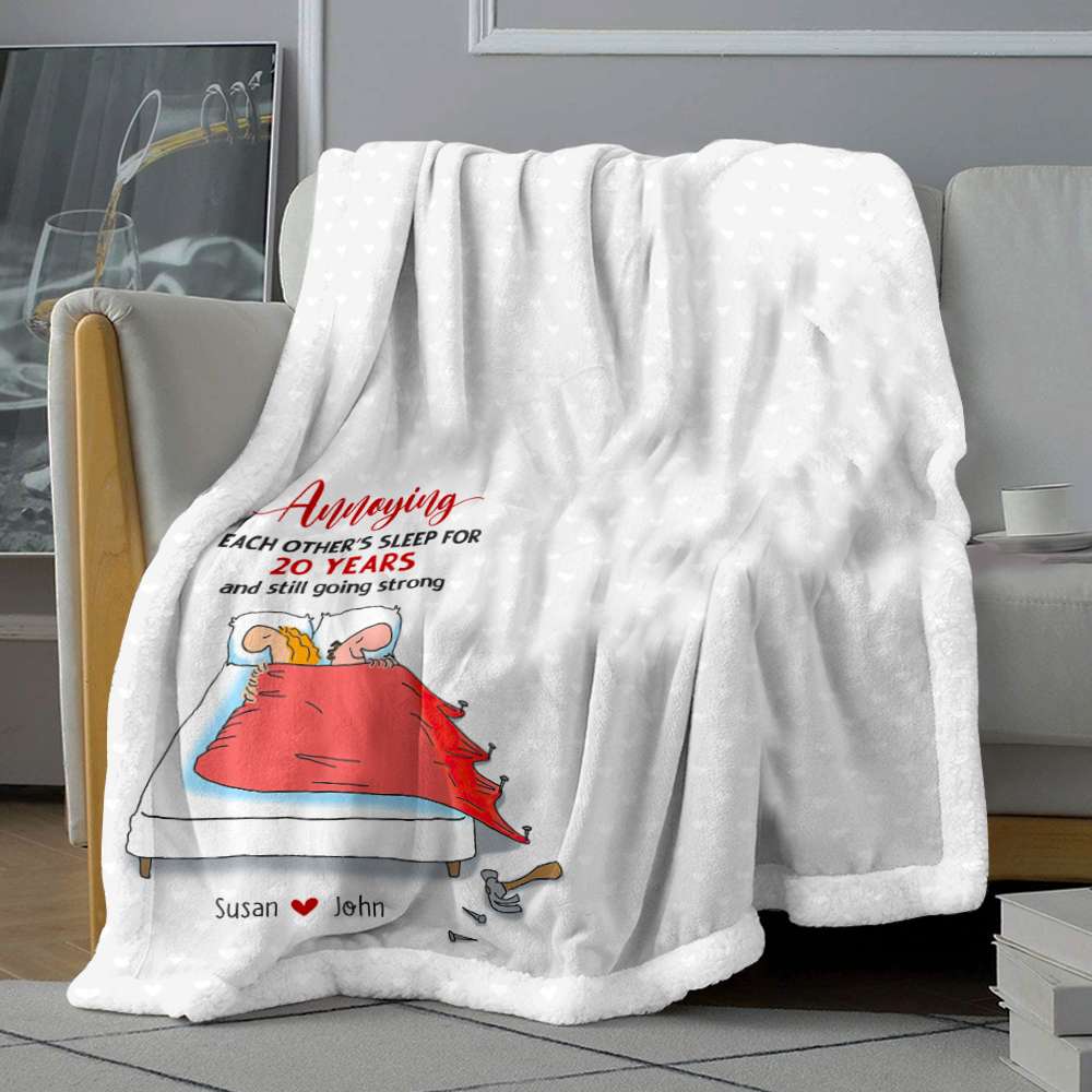 Annoying Each Other's Sleep Personalized Funny Couple Blanket