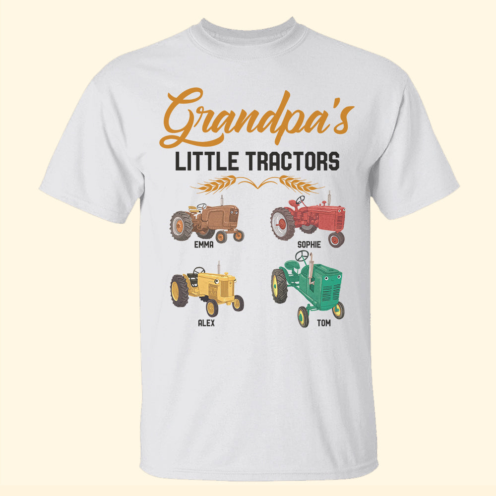 Grandpa's Little Tractors Personalized Shirts, Gift For Dad, Grandpa - Shirts - GoDuckee