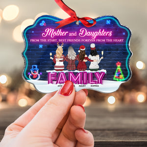 Mother And Daughters From The Starts Best Friends Personalized Medallion Acrylic Ornament, Christmas Gift For Family - Ornament - GoDuckee
