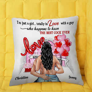 I'm Just A Girl Totally In Love With a Guy, Personalized Couple Pillow, Gift For Couples - Pillow - GoDuckee