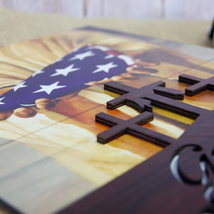 God Bless America Jesus Layered Wood Sign Stand - Wood Sign - GoDuckee