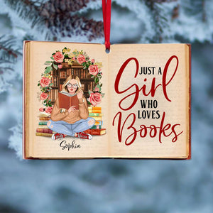 Book Just A Girl Who Loves Books, Personalized Acrylic Ornament - Ornament - GoDuckee