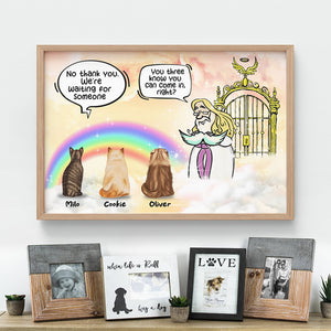 No Thank You I'm Waiting For Someone, Personalized Heaven Cat Poster & Canvas, Gift For Cat Lovers - Poster & Canvas - GoDuckee