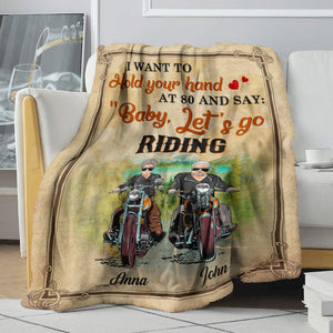 Personalized Biker Couple Blanket - Want To Hold Your Hand Let's Go Riding - Marriage Chapter - Blanket - GoDuckee