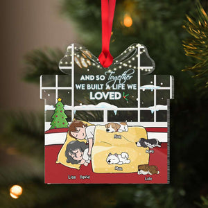 And So Together We Built A Life We Loved, Personalized Cartoon Sleeping Couple & Dog Breeds Ornament, Christmas Gift - Ornament - GoDuckee