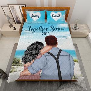 Valentine's Happy Day With Couple Sweet Love, Couple Bedding Set Gift - Blanket - GoDuckee