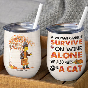 Personalized Old Women & Cat Breeds Wine Tumbler - Never Underestimate An Old Woman With Wine And Her Cats - Wine Tumbler - GoDuckee