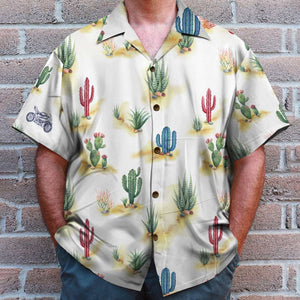 Personalized Biker Couple Hawaiian Shirt - Three Things You Don't Mess With - Cactus Pattern - Hawaiian Shirts - GoDuckee