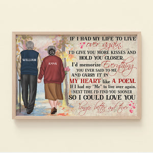 Personalized Old Couple Poster - If I Had My Life To Live Over Again - Old Couple Hand In Hand Back View - Poster & Canvas - GoDuckee