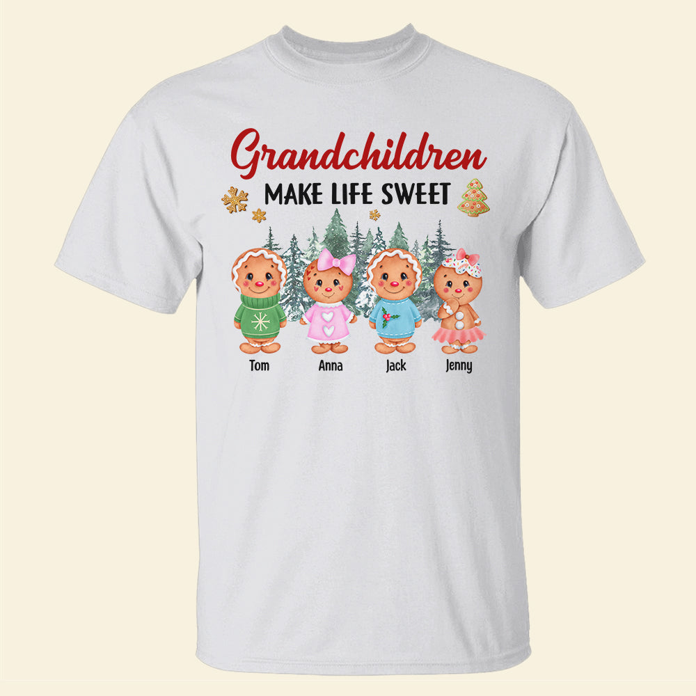 Grandchildren Make Life Sweet Personalized Gingerbread Grandma Shirt, Gift For Family - Shirts - GoDuckee