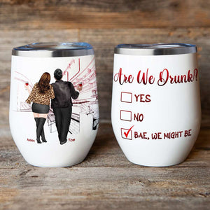 Personalized Couple Wine Tumbler, Are We Drunk? - Wine Tumbler - GoDuckee