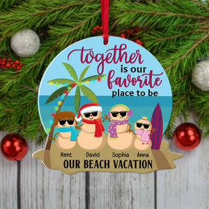 Family Beach Snowman Together Is Our Favorite Place To Be, Personalized Acrylic Ornament - Ornament - GoDuckee