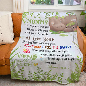 Cute Hippopotamus Mom & Baby, Personalized Blanket Gift For New Mom - Blanket - GoDuckee