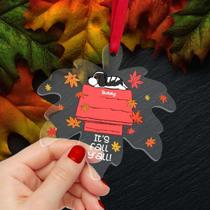 It's Fall Y'all, Sleeping Dog Transparent Custom Shape Ornament, Christmas Gift - Ornament - GoDuckee