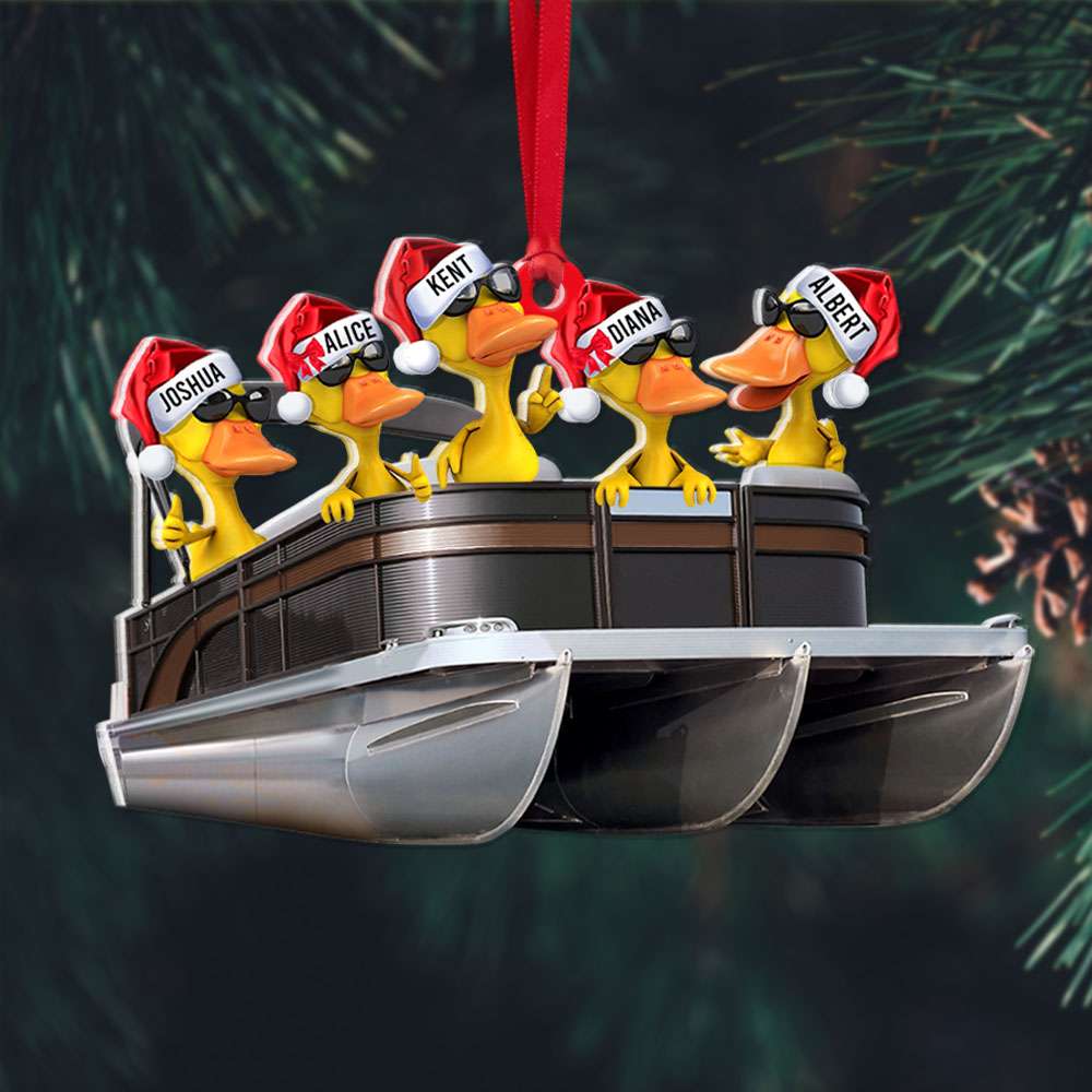 Pontoon Happy Ducky Duck, Personalized Acrylic Ornament - Ornament - GoDuckee