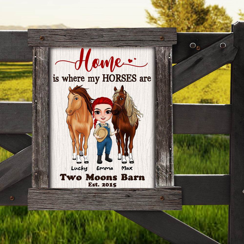 Home Is Where My Horses Are [Barn Name], Farm Printed Metal Sign Gift For Horse Lovers - Metal Wall Art - GoDuckee