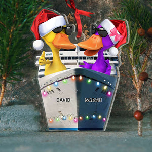 Personalized Cruise Ship Happy Cruising Ducks Acrylic Custom Shape Ornament Christmas Tree Decor - Ornament - GoDuckee