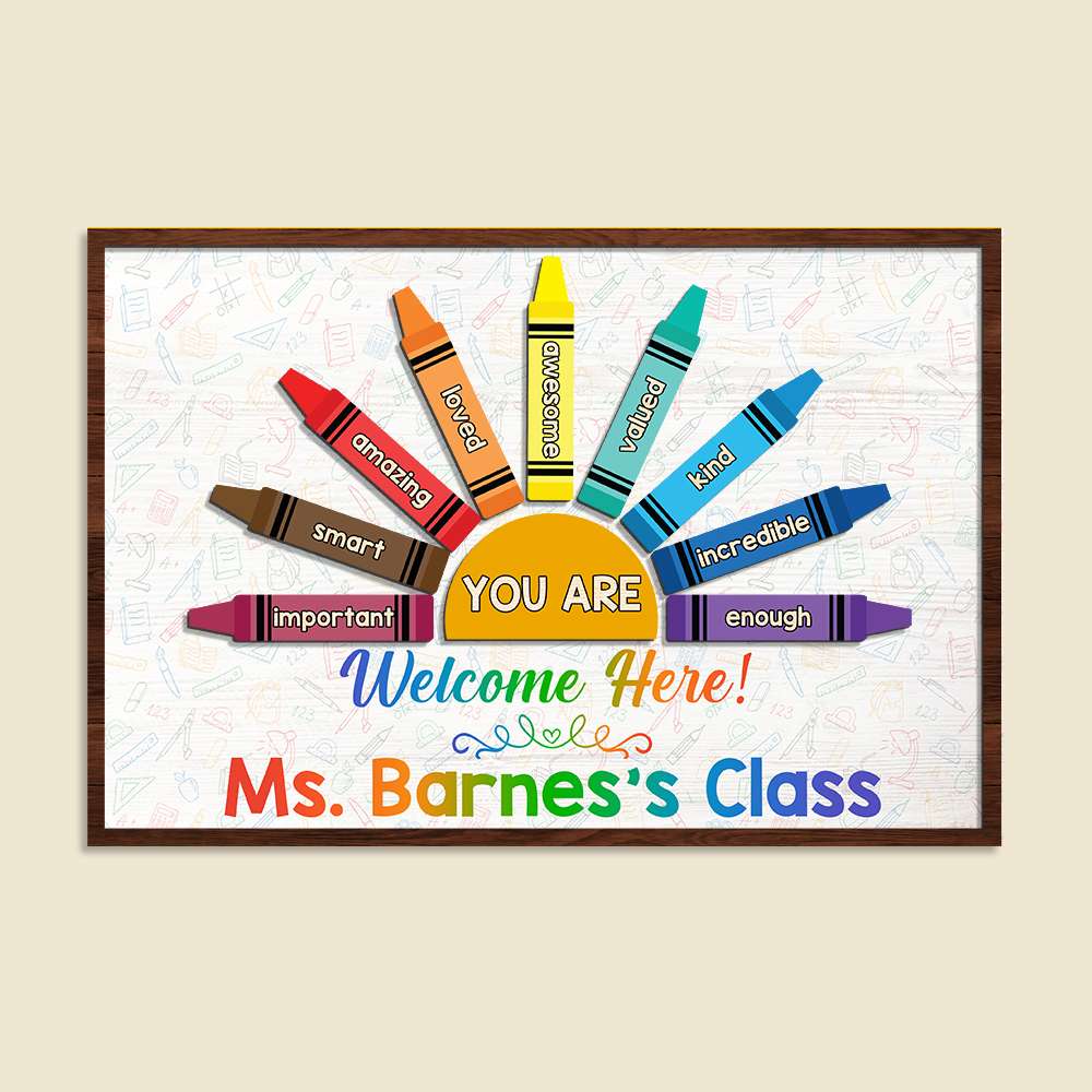 Welcome Here Personalized Teacher Layers Wood Sign - Wood Sign - GoDuckee