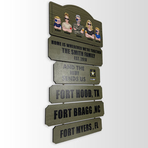 Veteran Home Is Wherever We're Together, Personalized Pallet Wood Sign, Gift for Military Family - Wood Sign - GoDuckee