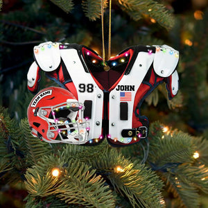 Personalized American Football Ornament - Custom Shoulder Pads and Helmet - Ornament - GoDuckee