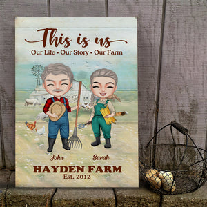 This Is Us Our Life Our Story Our Farm, Farmer Couple Printed Metal Sign Gift - Metal Wall Art - GoDuckee