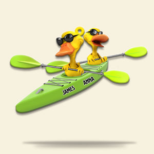 Personalized Kayaking Duck Couple Keychain - Custom Name - Keychains - GoDuckee