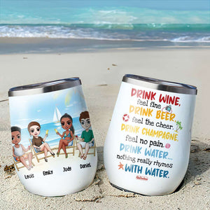 Friends Drink Wine Feel Fine - Personalized Wine Tumbler - Wine Tumbler - GoDuckee